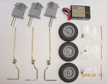 Kit Micro Carrelli Triciclo Retrattili Elettrici DSR-30T ROTAZIONE 90° - EPF HOBBY