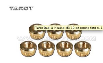 Tarot -  Dadi a incasso M3 Ottone. Conf. 7 pz