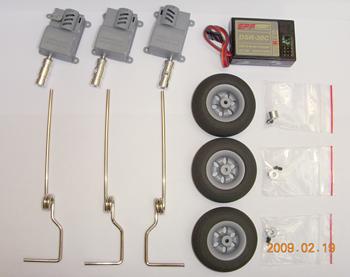 Kit Micro Carrelli Triciclo Retrattili Elettrici DSR-30T ROTAZIONE 90° - EPF HOBBY